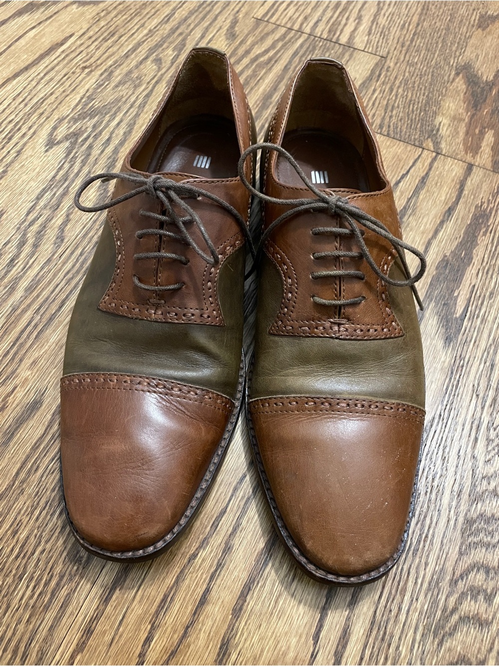 Thom Browne Brown and Olive Two-Tone Leather Oxfords